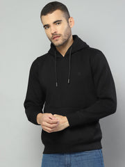 Men Black Solid Hooded Full Sleeve Sweatshirt - Goyalsons ShopMax