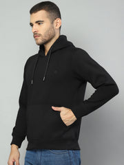 Men Black Solid Hooded Full Sleeve Sweatshirt - Goyalsons ShopMax