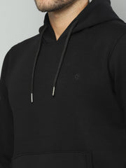 Men Black Solid Hooded Full Sleeve Sweatshirt - Goyalsons ShopMax