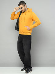 Men Mustard Solid Hooded Full Sleeve Sweatshirt - Goyalsons ShopMax