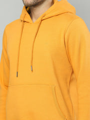 Men Mustard Solid Hooded Full Sleeve Sweatshirt - Goyalsons ShopMax