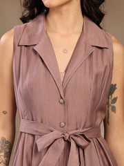 Gipsy Auberzine Solid Polyester Dress