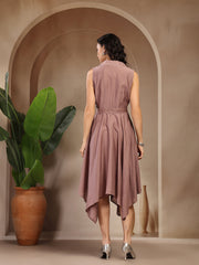 Gipsy Auberzine Solid Polyester Dress