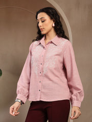 Gipsy Pink Solid Cotton Shirt