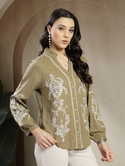 Gipsy Ladies Western Tunic 6Tnc251132 Olv Ub Olive