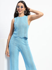 Madame Cotton Crochet Blue Co-Ord Set