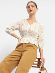 Madame Ladies Western Top H/S M4S18650 001 Beige