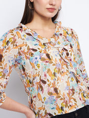 Madame Floral Off-White Ruffle Top