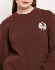 Madame Disney Graphic Print Chocolate Brown Sweatshirt