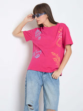 Madame Front And Back Printed Hot Pink Sinker T-Shirt