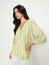 Madame Striped Rayon Blend Yellow Top
