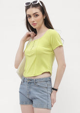 Madame Solid Neon Green Corset Style Top