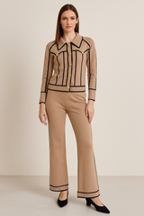 Lyte Club ladies Western W cord set in brown, winterwear with a stylish Western design, shown on a model.