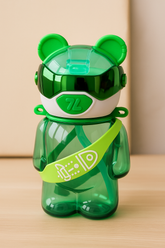 Cool robot bear kids water bottle from Goyalsons ShopMax with straw, strap, and leak-proof design for children.