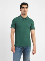 Men'S Solid Polo T-Shirt Green