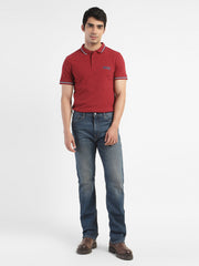Men'S Solid Polo T-Shirt Red