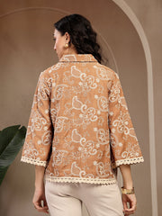 Gipsy Beige Embroidered Rayon Tunic