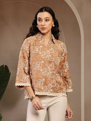 Gipsy Beige Embroidered Rayon Tunic
