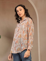 Gipsy Beige Printed Shirt
