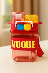 Trendy “Vogue” Kids Water Bottle With Multi-Compartment Lid & Straw – Stylish Bpa-Free Leak-Proof Bottle (Red)Trendy “Vogue” Kids Water Bottle With Multi-Compartment Lid & Straw – Stylish Bpa-Free Leak-Proof Bottle (Red)
