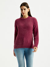 Women'S Solid Maroon Crew Neck Sweater
