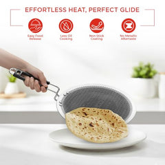 Lyte Club SAS Pro Platinum Triply Stainless Steel Hybrid Tawa 25 cm | 4 mm Thick | HexaShield Design Stick-Resistant Surface | Metal Spatula Safe | Induction Compatible | Roti, Paratha Tawa | PFOA Free