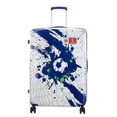 Skybags Treble-FIFA 79cm Printed Polycarbonate Hardsided Large Luggage 8 Spinner Wheel Anti Theft Zipper Blue & White Trolley - Goyalsons ShopMax
