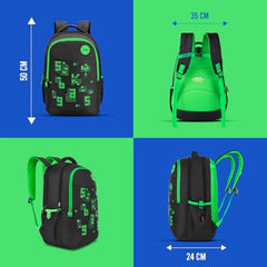 Skybags Klan V2 Polyester 38 Liters 3 Compartment 1 Front Pocket 2 Side Bottle Pockets School Backpack Black For Boys And Girls - Goyalsons ShopMax