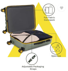 Aristocrat Polycarbonate Spinner Slant Pro Check-In 66Cm(Medium) 8W Trolley Bags For Travel Hard Case Luggage, Lightweight Bag |3 Years Warranty (Green) - Goyalsons ShopMax