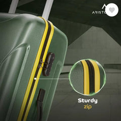Aristocrat Polycarbonate Spinner Slant Pro Check-In 66Cm(Medium) 8W Trolley Bags For Travel Hard Case Luggage, Lightweight Bag |3 Years Warranty (Green) - Goyalsons ShopMax