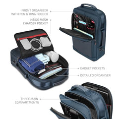 VIP Legacy 17 Inch Convertible Laptop Backpack 25L | Water-Resistant with USB Charging Port | Padded Laptop Sleeve, 3 Compartments, Front Organizer | Office & Travel Backpack for Men & Women (Navy) - Goyalsons ShopMax