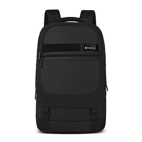 CARLTON Laptop Backpack 20L With Rain Cover, Pockets for Hard drive, Passport Pocket & Air Cushion System | Midnight Black | Dorset 03 - Goyalsons ShopMax