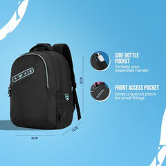 Skybags Galaxy Casual Backpack Water-Resistant Lightweight Bag with Multiple Compartments & Padded Straps for School, College, Office & Travel (GREY) 40 Ltrs with Inbuilt Rain cover