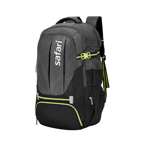 Safari Hunt 2 Rucksack Laptop Backpack Bag with Shoe Pocket, 2 Compartments, Compression Straps, Large Size Travel Bag for men & women, Boys & Girls, Outdoor Travel, Hiking, Trekking, Black - Goyalsons ShopMax