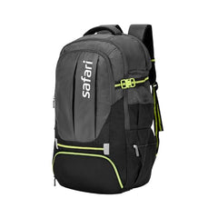 Safari Hunt 2 Rucksack Laptop Backpack Bag with Shoe Pocket, 2 Compartments, Compression Straps, Large Size Travel Bag for men & women, Boys & Girls, Outdoor Travel, Hiking, Trekking, Black - Goyalsons ShopMax