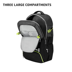 Safari Hunt 2 Rucksack Laptop Backpack Bag with Shoe Pocket, 2 Compartments, Compression Straps, Large Size Travel Bag for men & women, Boys & Girls, Outdoor Travel, Hiking, Trekking, Black - Goyalsons ShopMax