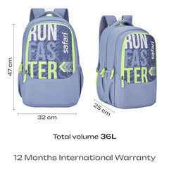 Safari Sigma 36L School bag for Boys and Girls, Office use/travel bag for man & women, Casual 3 Compartment Printed Large Men's Backpack Bags with Organizer, File holder, Color - Blue