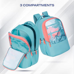 Safari Sigma 36L School bag for Boys and Girls, Office use/travel bag for man & women, Casual 3 Compartment Printed Large Men's Backpack Bags with Organizer, File holder, Color - Sage Green