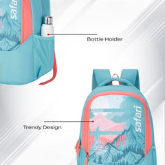 Safari Sigma 36L School bag for Boys and Girls, Office use/travel bag for man & women, Casual 3 Compartment Printed Large Men's Backpack Bags with Organizer, File holder, Color - Sage Green