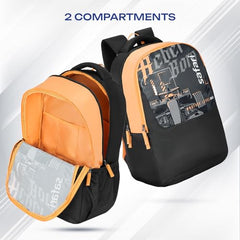 Safari Alpha 32L School bag for Boys and Girls, Office use/travel bag for man & women, Casual 2 Compartment Printed Large Men's Backpack Bags with Organizer, File holder, Color - Black