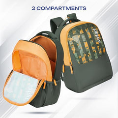 Safari Alpha 32L School bag for Boys and Girls, Office use/travel bag for man & women, Casual 2 Compartment Printed Large Men's Backpack Bags with Organizer, File holder, Color - Olive