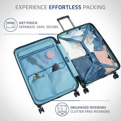 Safari Select Brooklyn 77 Cms Check-in Trolley Bag Hard Case Polycarbonate 8 Wheels with 360 Degree Rotation, Recessed TSA Lock, Anti-Theft Zipper, Trolley Bags for Travel, Suitcase for Travel, Teal - Goyalsons ShopMax
