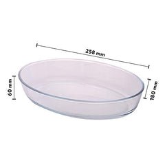Borosil 1.6 L Baking & Serving Oval Shape Dish | Borosilicate Glass Bakeware and Serveware Tray | Microwave, Oven & Dishwasher Safe Bowl | Transparent Container