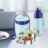 MILTON Essential Gift Set, Kool Hexone Insulated Bottle, 720 ml and Econa Inner Stainless Steel Insulated Lunch Box, 900 ml, Blue | Leak Proof | BPA Free | Easy to Carry | PU Insulated | Food Grade