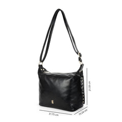 Baggit Women's Self Design Semi Pu Hobo Bag With Long Adjustable Strap | Ladies Purse Handbag | Stylish Shoulder Bag | Stylish Crossbody Bags For Women|Gift for Women (Black)