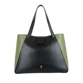 Baggit Twinny Black/Olive Tote Bag – Stylish Shoulder Bag for Women | Double Flat Handles | 1 Spacious Compartment | Premium Vegan Material | Casual & Versatile | Green & Black