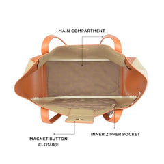 Baggit Tan/Gold Tote Bag – Stylish Shoulder Bag for Women | Spacious & Elegant | Double Flat Handles | Premium Vegan Material | 1 Compartment | Casual & Versatile | Tan & Gold