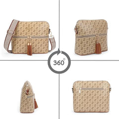 Lavie Women's Mono LL Tilly Monogram Print Cross Body Dome Sling Bag | Ladies Purse Handbag | Gift for Women