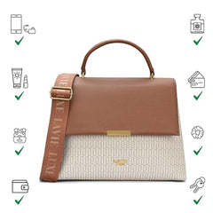 Lavie Luxe Women's Mono Marsh25 Satchel Bag | Satchel Handbag for Work | Ladies purse | Stylish Shoulder Bag | Gift for Women - Goyalsons ShopMax