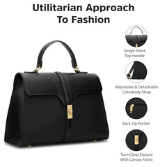 Lavie Signature Canva Flap Satchel Bag | Satchel Handbag for Work | Ladies Purse | Stylish Shoulder Bag | Gift for Women - Goyalsons ShopMax